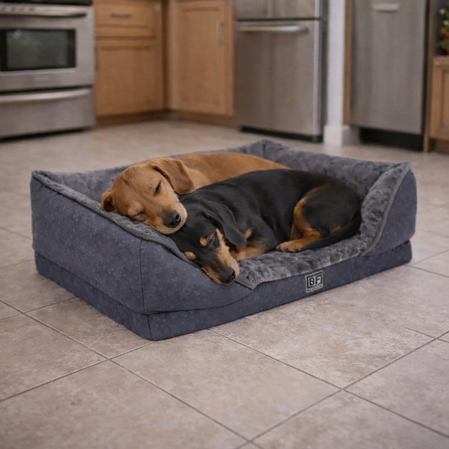 Orthopedic Couch Pet Bed with Egg Crate Bamboo and Memory Foam, Small - Charcoal