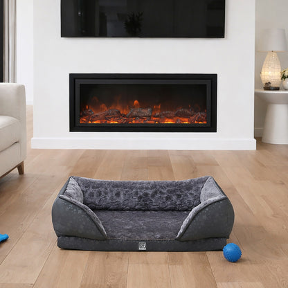 Orthopedic Couch Pet Bed with Egg Crate Bamboo and Memory Foam, Small - Charcoal