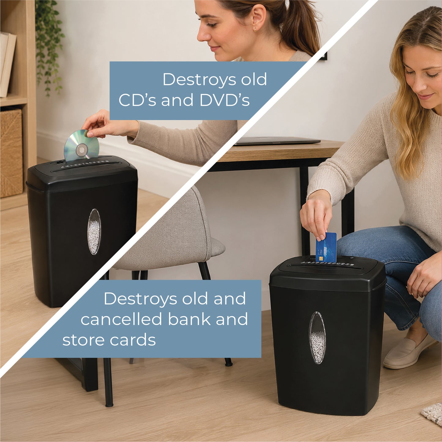 10 Sheet Crosscut Paper, Credit Card and CD Shredder with 15L Basket and Viewing Window