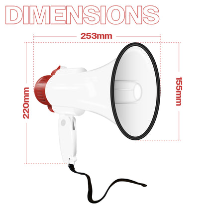 15W Handheld Megaphone with Foldable Hand Grip