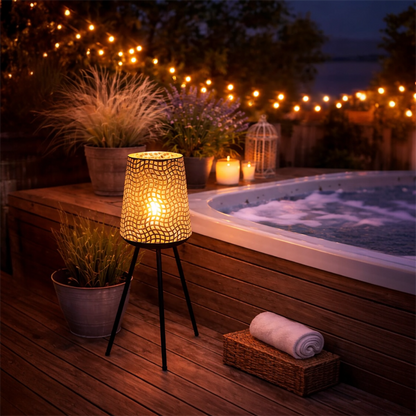 Luxform Lighting USB Rechargeable Beehive Tripod Outdoor Lamp – Warm LED Patio & Garden Light