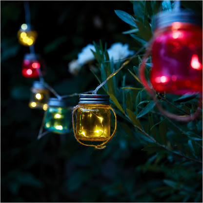 Luxform Lighting Blanes Solar LED Coloured Glass Jar String Light