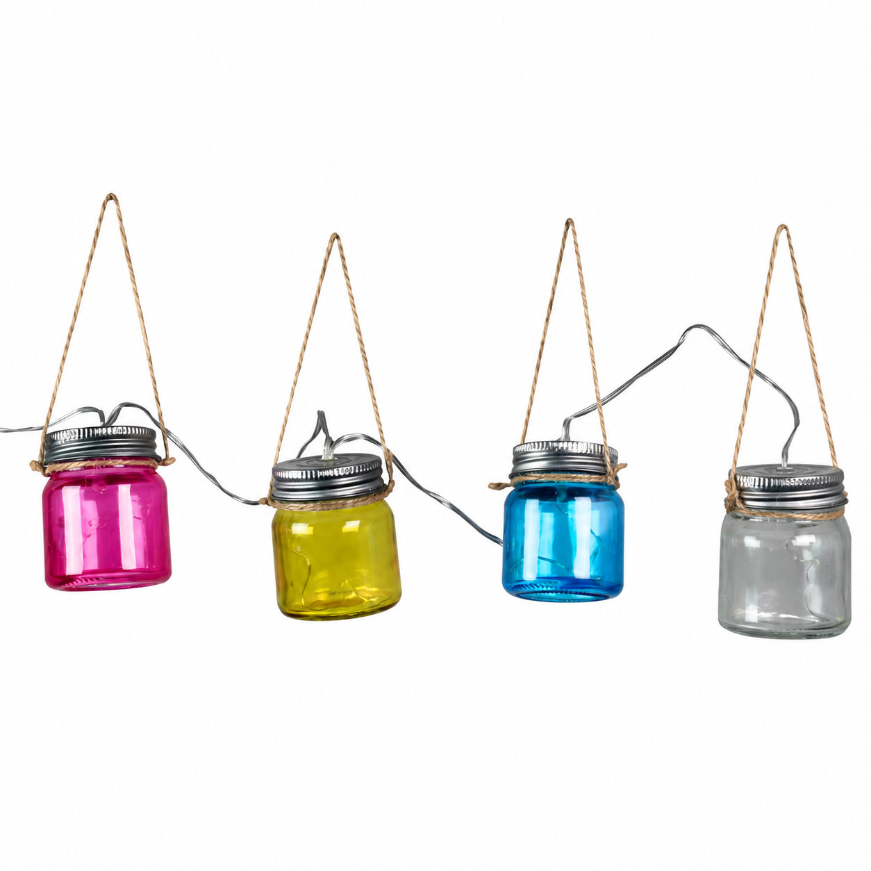 Luxform Lighting Blanes Solar LED Coloured Glass Jar String Light