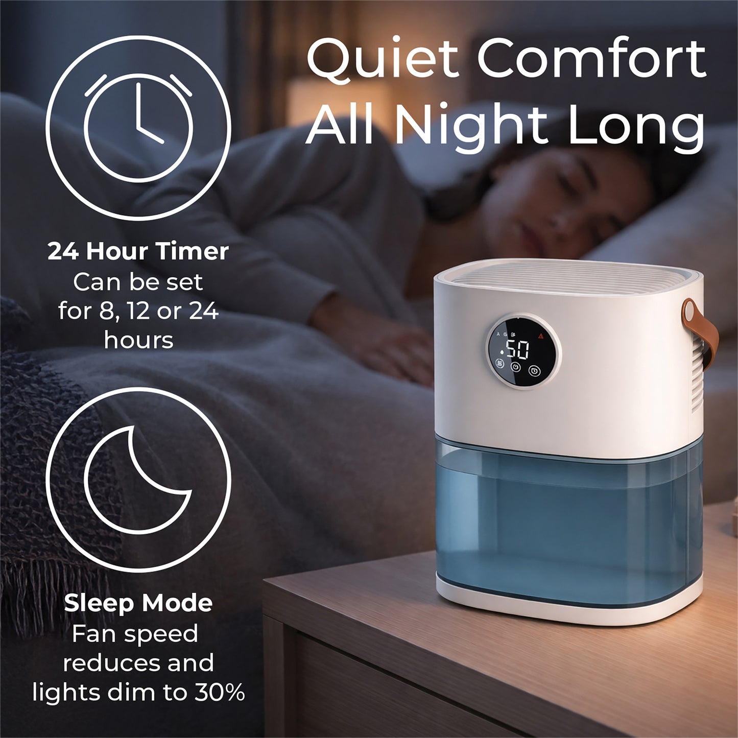 Prem-i-air Smart Dehumidifier 1.9L – Quiet Portable Dehumidifier for Home & Bedroom