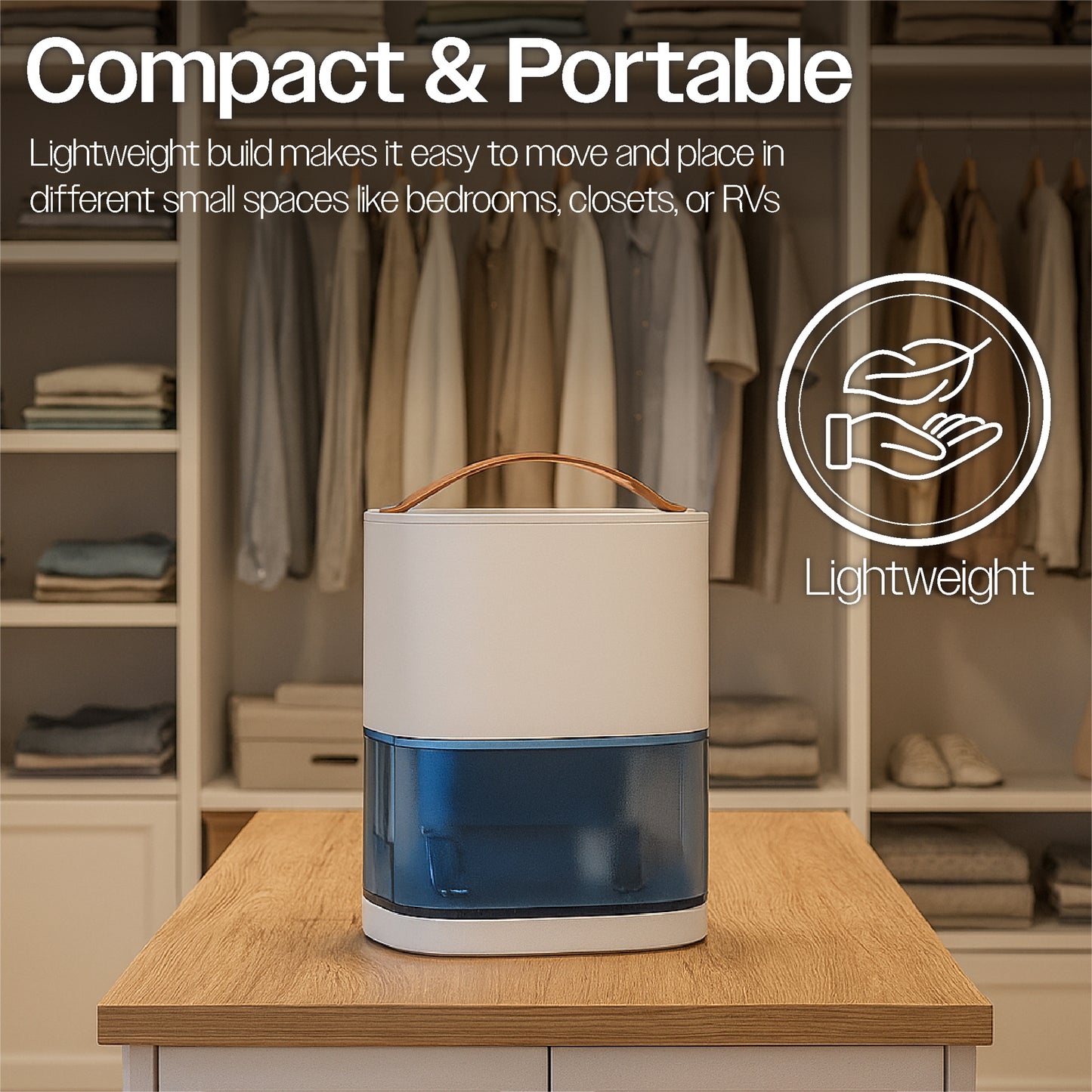 Prem-i-air 240ml Mini Dehumidifier – Quiet Portable Dehumidifier for Bedroom & Home