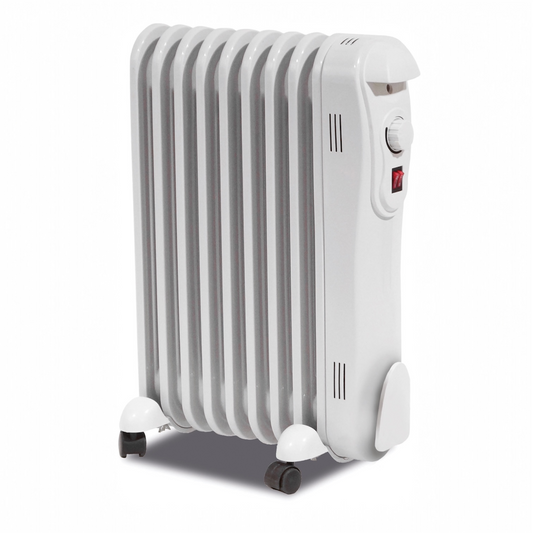 Prem-I-Air 2kW 9‑Fin Oil Filled Radiator – Portable Electric Heater with Thermostat, 3 Heat Settings & Safety Cut‑Out
