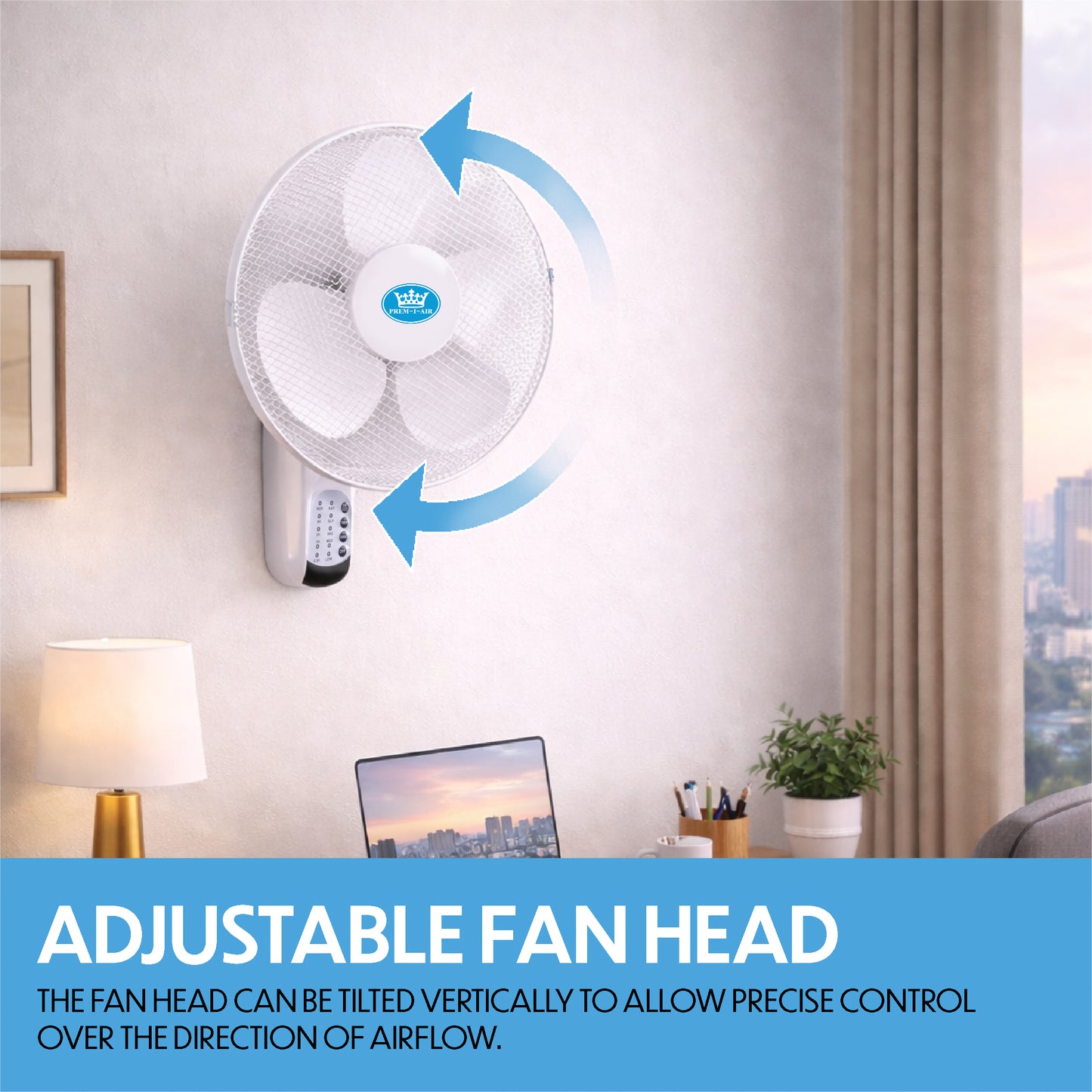 Prem-I-Air 16" Wall Fan with Remote Control & Timer – Oscillating 3 Speed Cooling Fan
