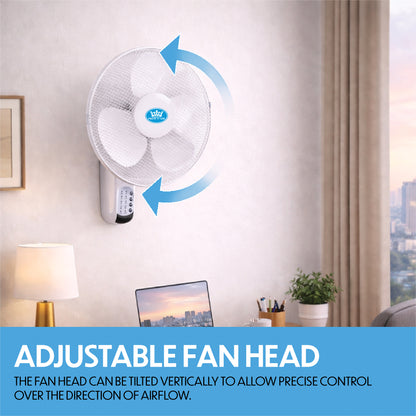 Prem-I-Air 16" Wall Fan with Remote Control & Timer – Oscillating 3 Speed Cooling Fan