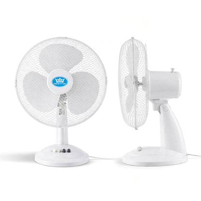 Prem-I-Air 16" Desk Fan with Oscillation – 3 Speed Portable Table Fan, White