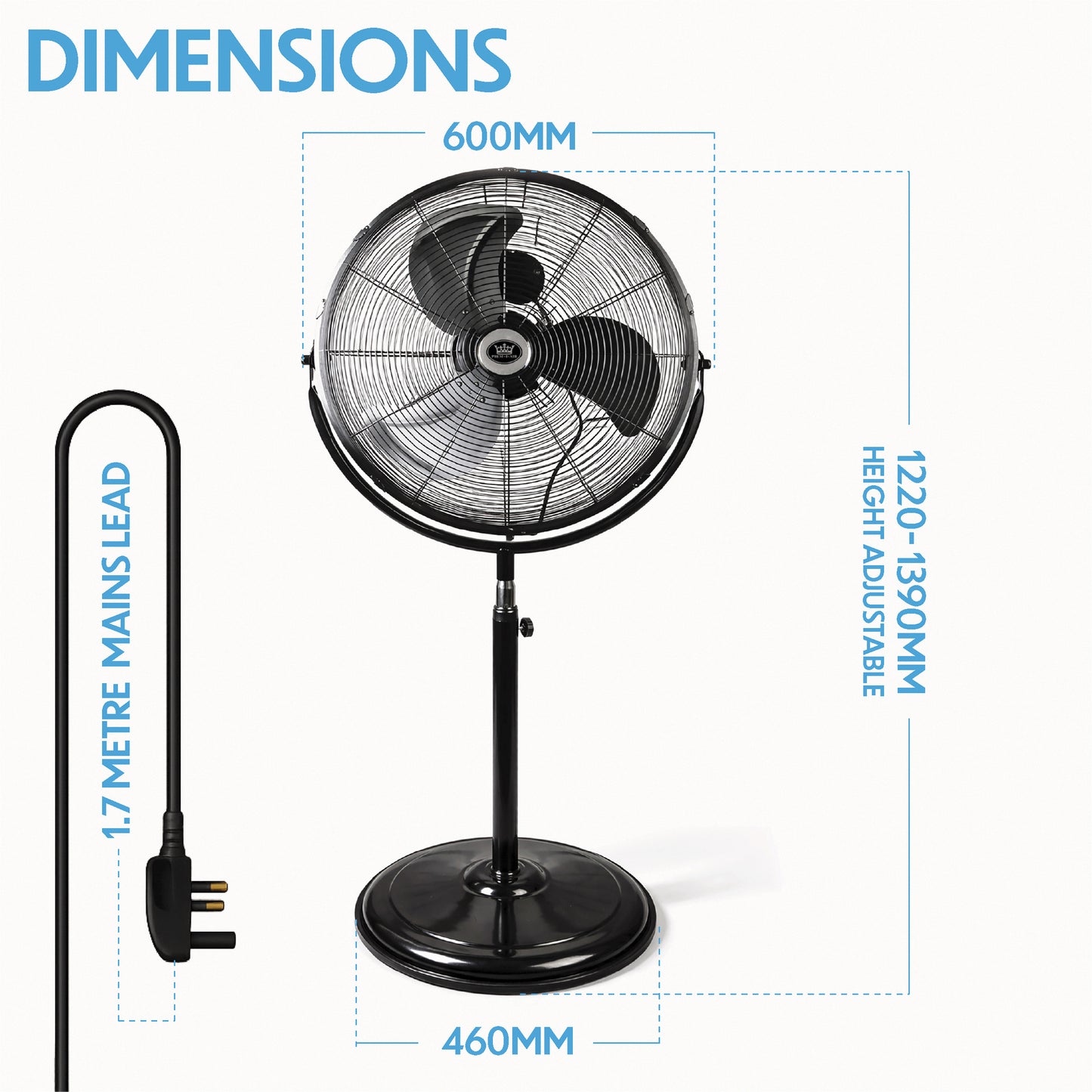 Prem-I-Air 20" High Velocity Pedestal Fan – Industrial Stand Fan, 3 Speed
