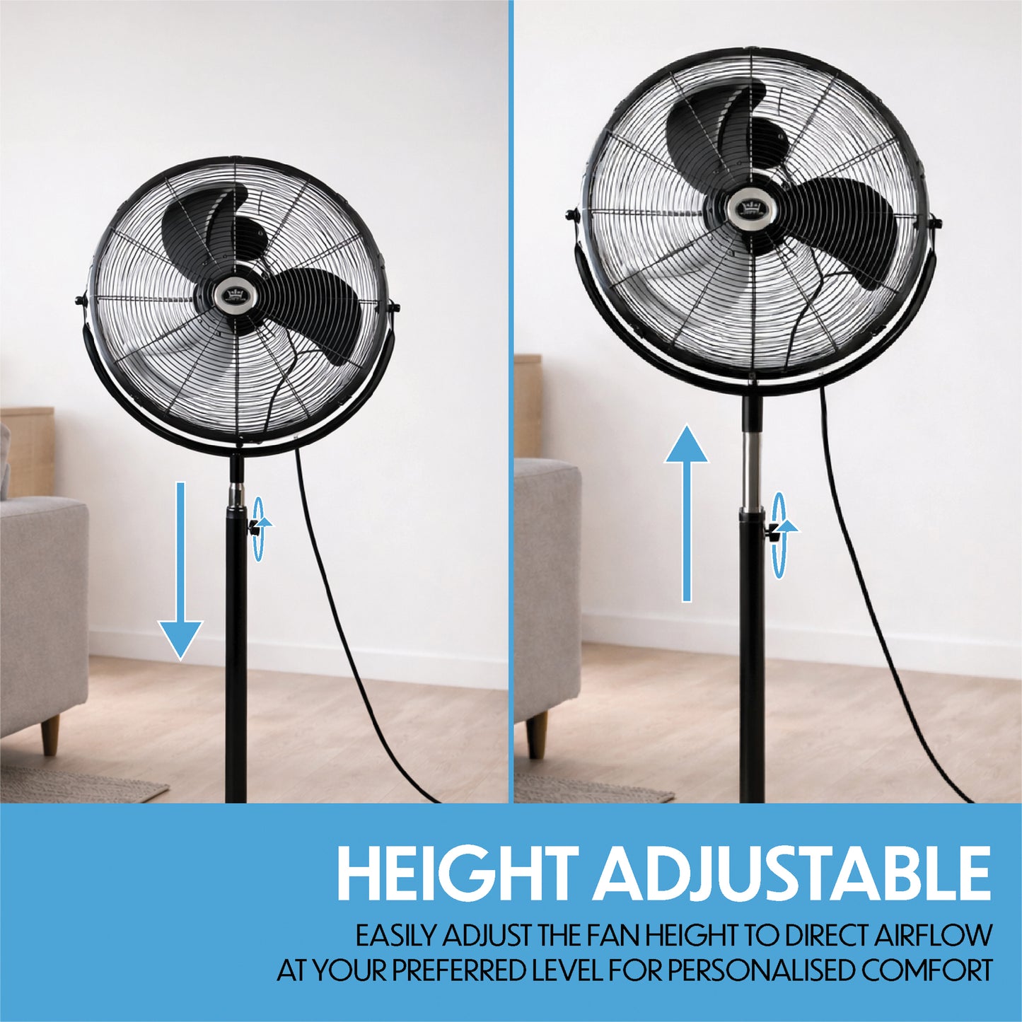 Prem-I-Air 20" High Velocity Pedestal Fan – Industrial Stand Fan, 3 Speed