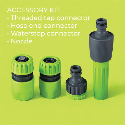 50M Reinforced Garden Hosepipe Kit with Spray Nozzle & Connectors – 13mm Flexible Water Hose