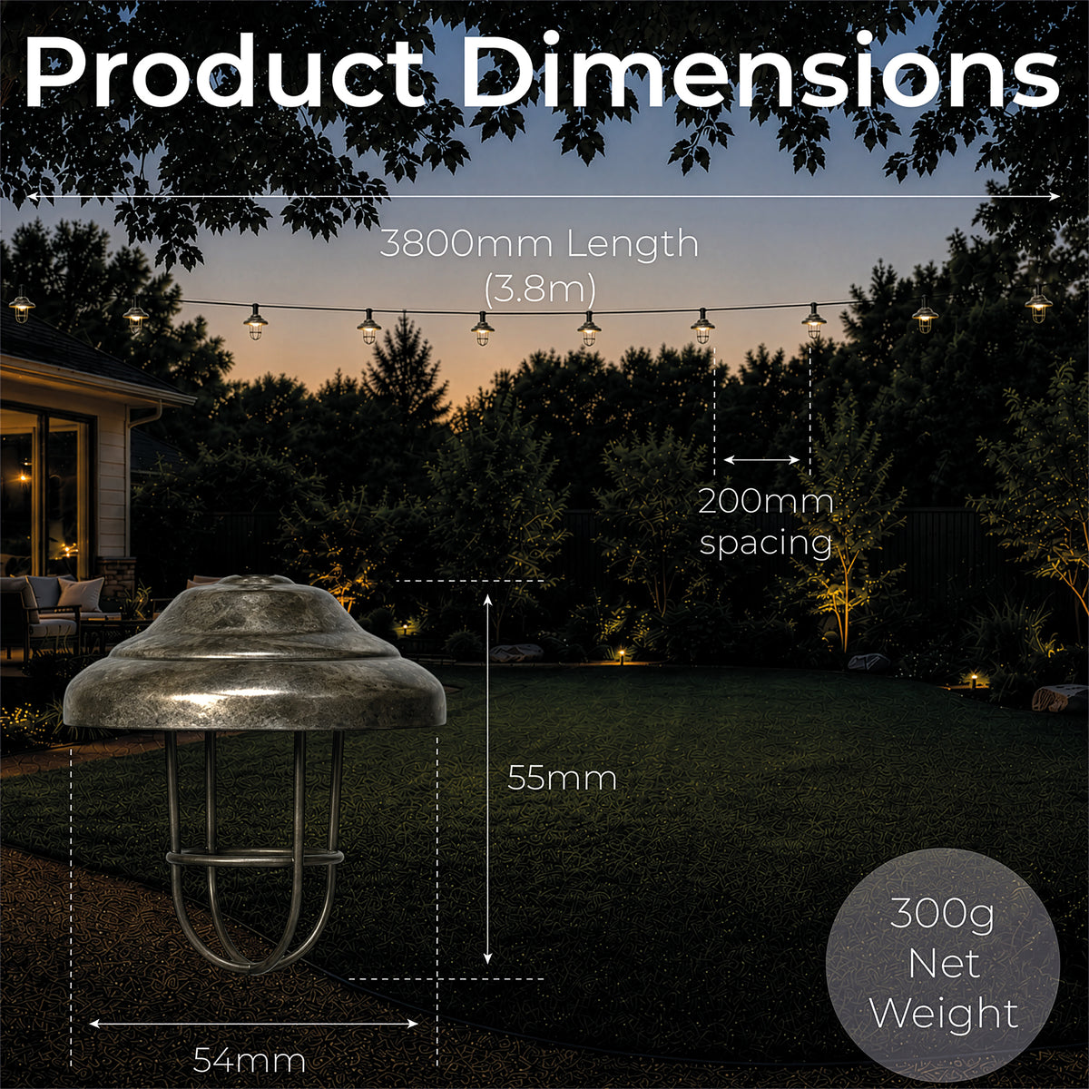 Luxform Lanzarote Solar String Lights – 10 LED Outdoor Garden Lights, 3.8m