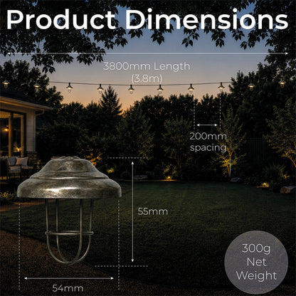Luxform Lanzarote Solar String Lights – 10 LED Outdoor Garden Lights, 3.8m