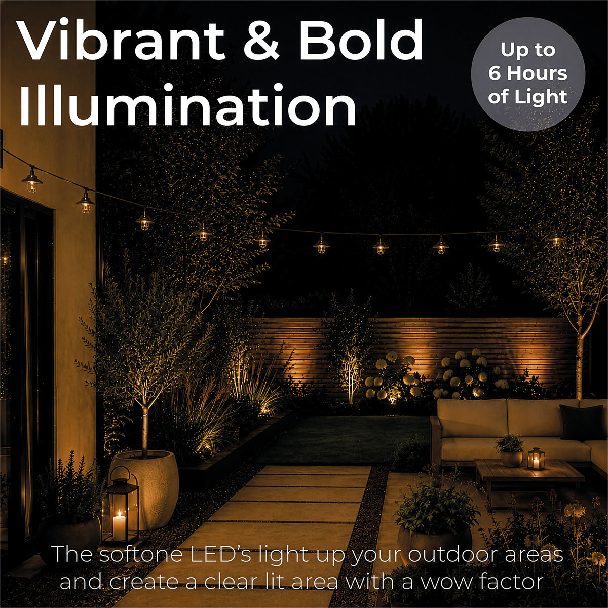 Luxform Lanzarote Solar String Lights – 10 LED Outdoor Garden Lights, 3.8m