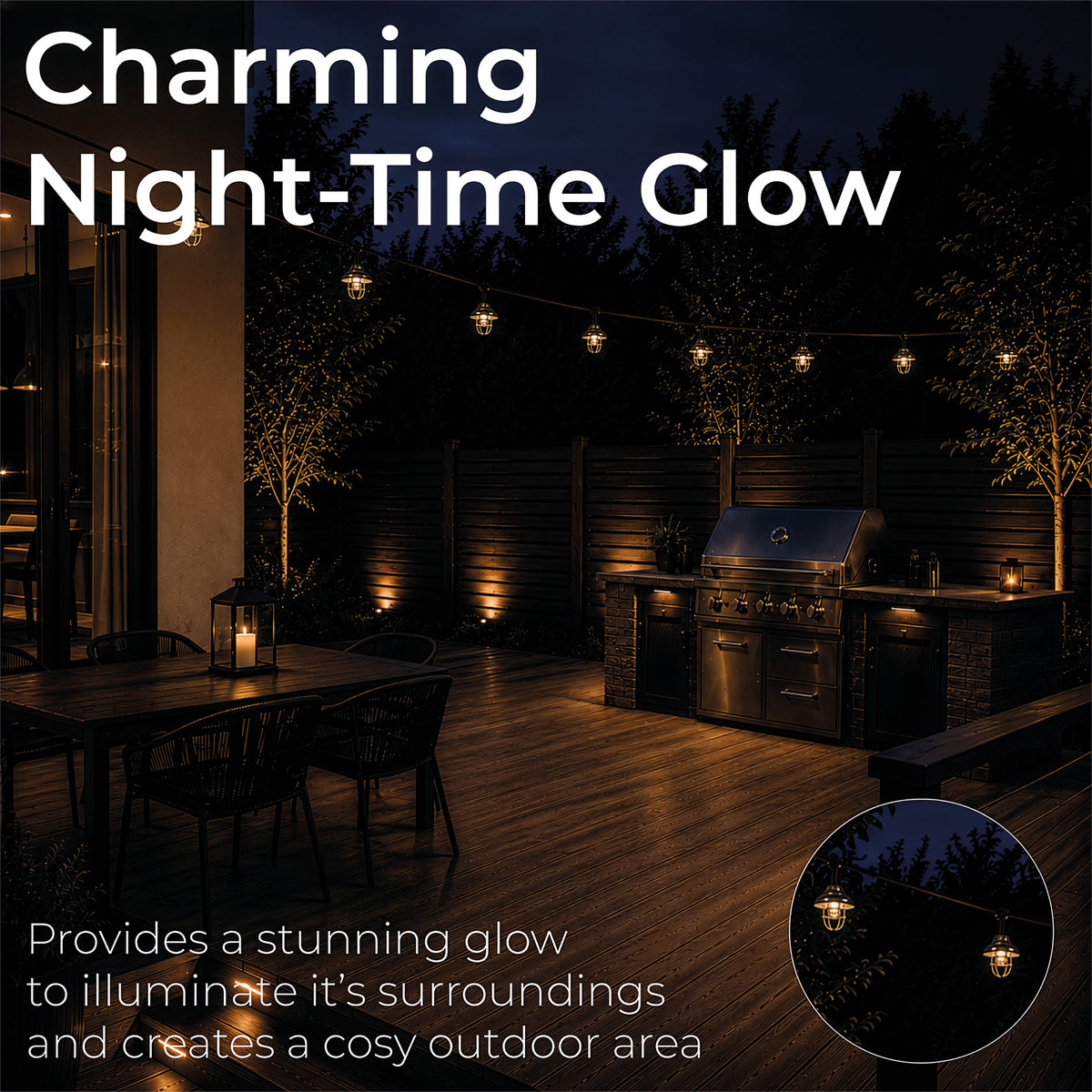 Luxform Lanzarote Solar String Lights – 10 LED Outdoor Garden Lights, 3.8m
