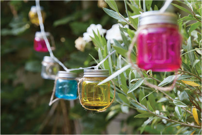 Luxform Lighting Blanes Solar LED Coloured Glass Jar String Light
