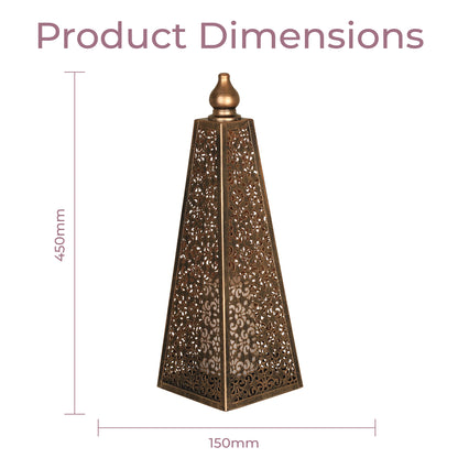Luxform Lighting 45CM Battery Powered Metal Luxor Style Pyramid Flame Light With Remote Control and 24HR Timer