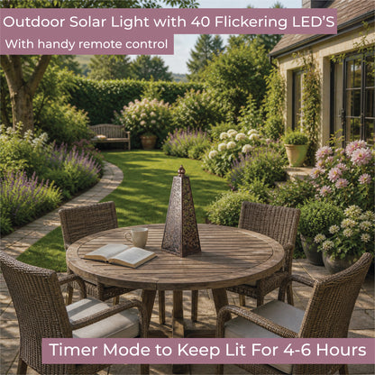 Luxform Lighting 45CM Battery Powered Metal Luxor Style Pyramid Flame Light With Remote Control and 24HR Timer