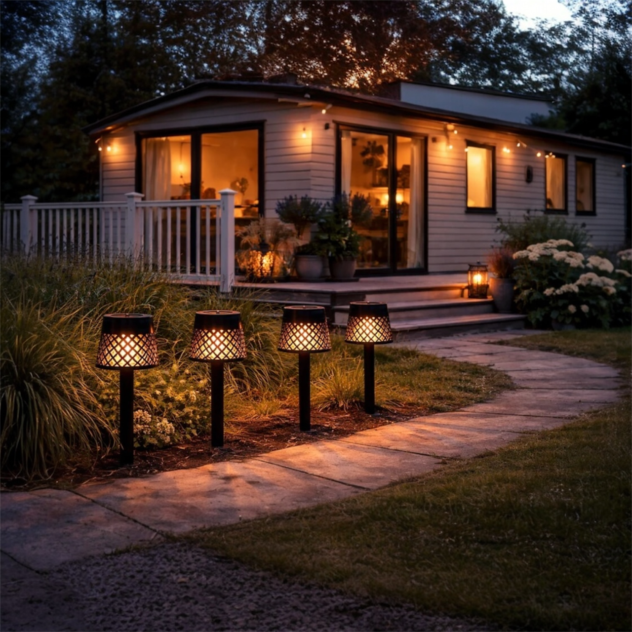 Luxform Manacor Solar Stake Light – Warm White Outdoor Garden Path & Border Light (PK OF 4)