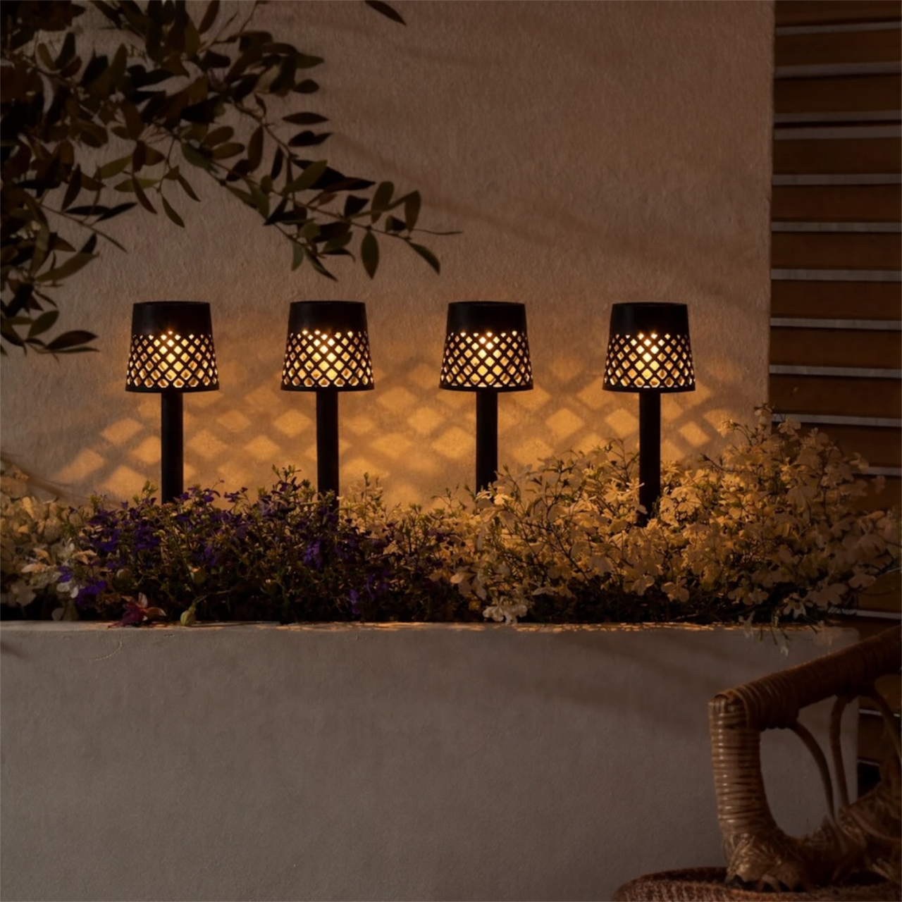 Luxform Manacor Solar Stake Light – Warm White Outdoor Garden Path & Border Light (PK OF 4)