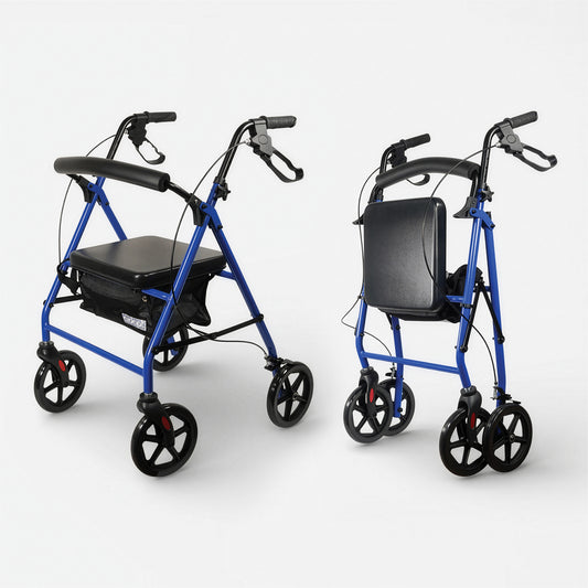 Aidapt Steel Folding Rollator Walker with Padded Seat & 8" Puncture-Proof Wheels