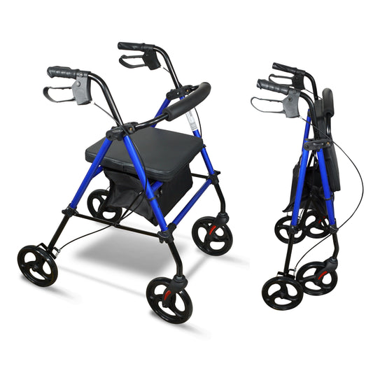Lightweight Folding 4 Wheel Rollator Walker with Seat & Bag – Durable Mobility Aid