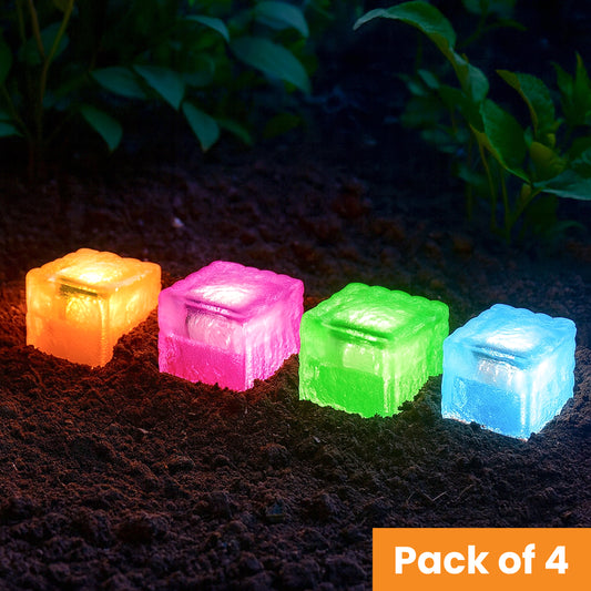 Solar Powered Glass Effect Brick Light - Pack of 4