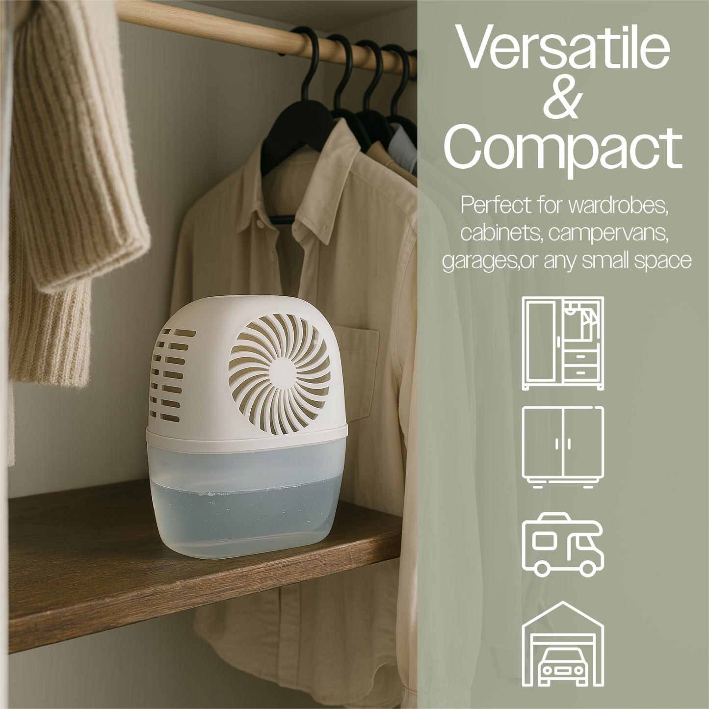 Prem-i-air 525g Moisture Absorber 360° – Silent Damp & Condensation Solution for Wardrobes & Caravans