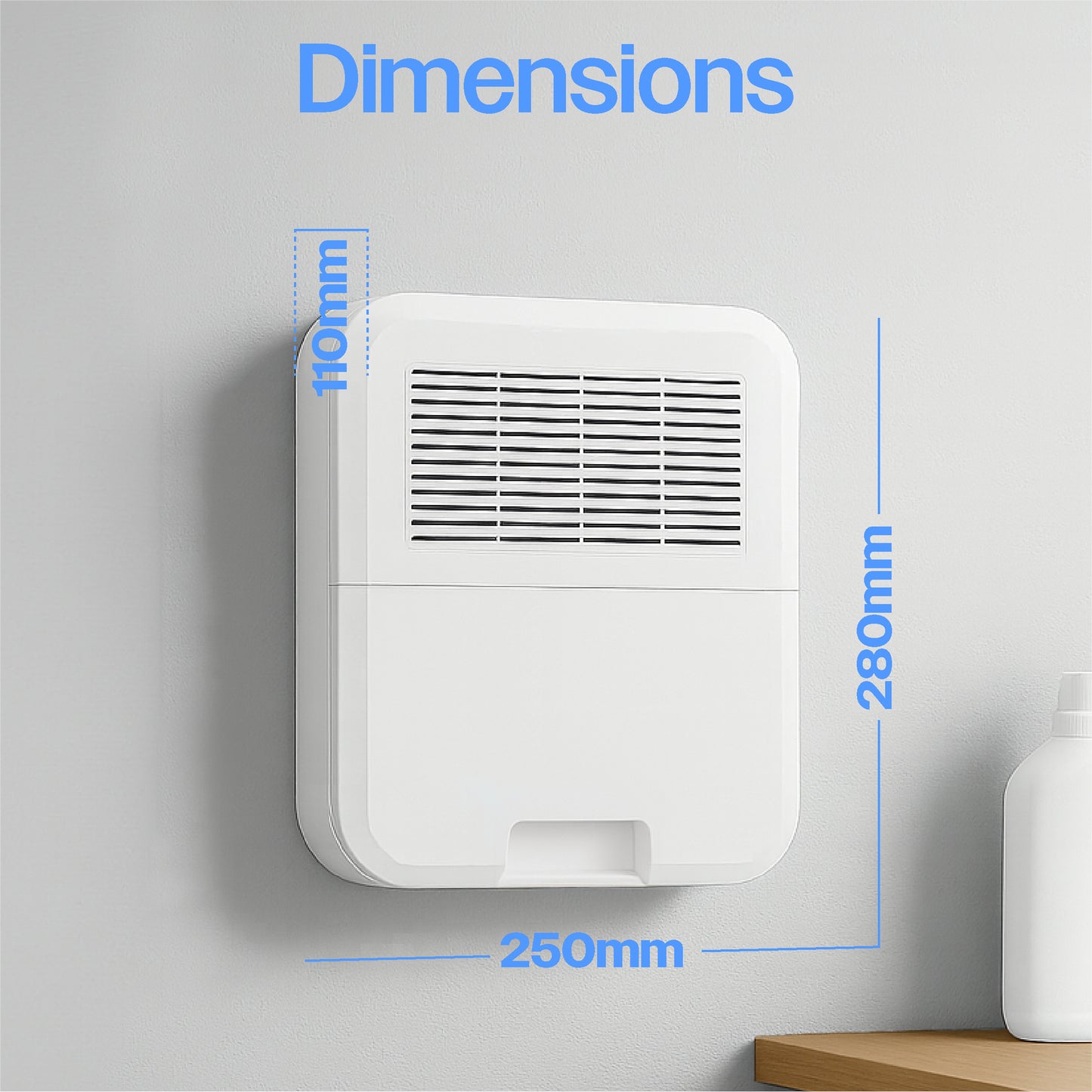 Prem-i-air 2L Peltier Dehumidifier – Compact Wall-Mount or Freestanding Dehumidifier for Home
