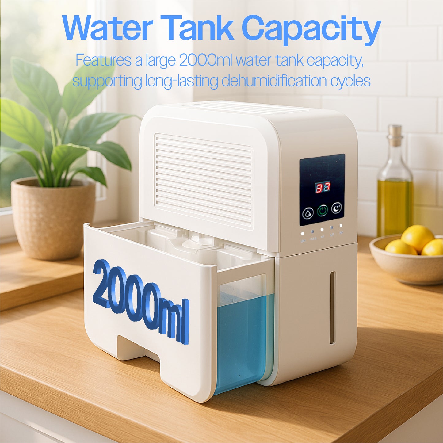 Prem-i-air 2L Peltier Dehumidifier – Compact Wall-Mount or Freestanding Dehumidifier for Home