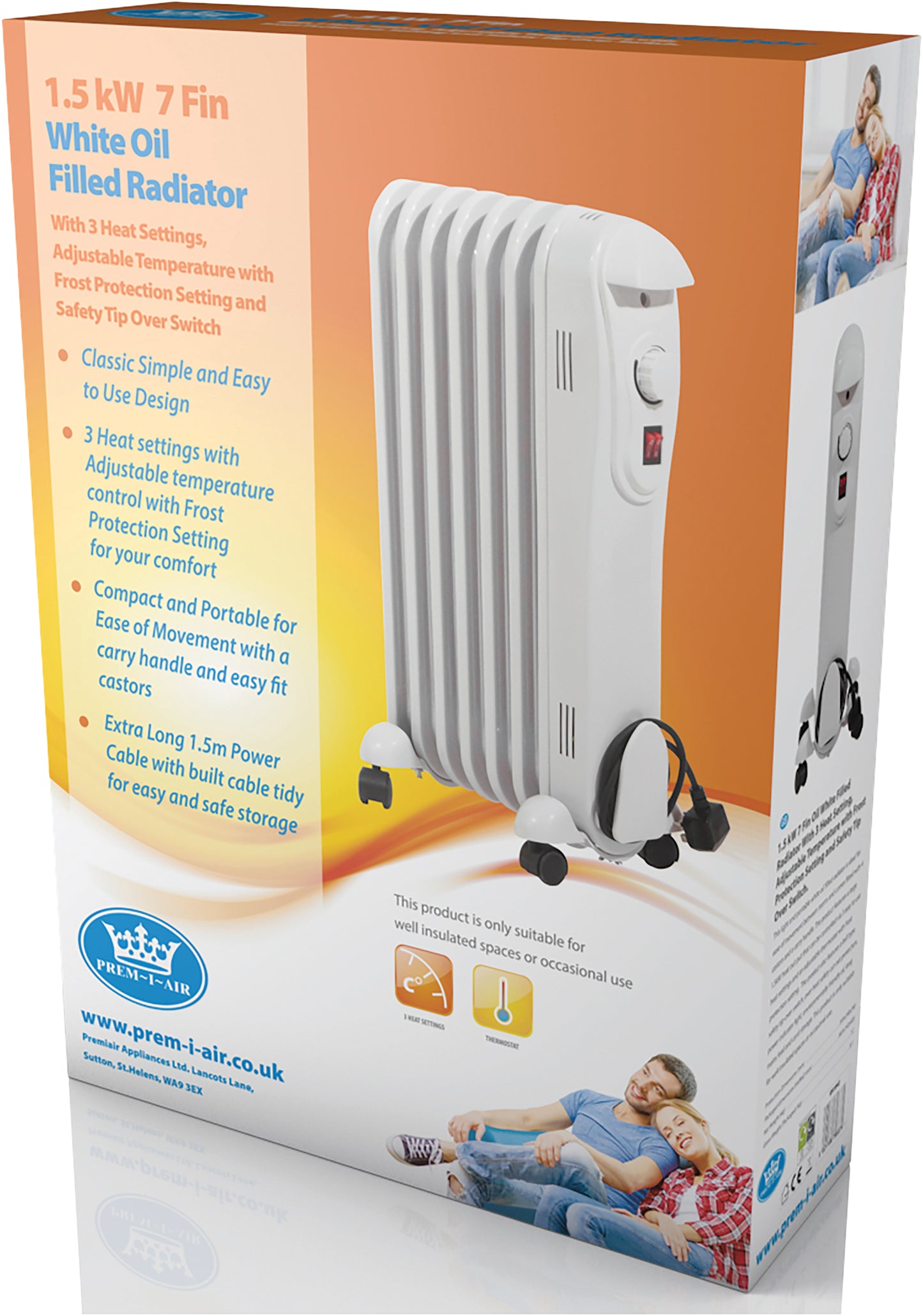 Prem-I-Air 7 Fin 1.5kW Oil Filled Radiator