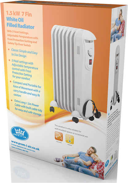 Prem-I-Air 7 Fin 1.5kW Oil Filled Radiator