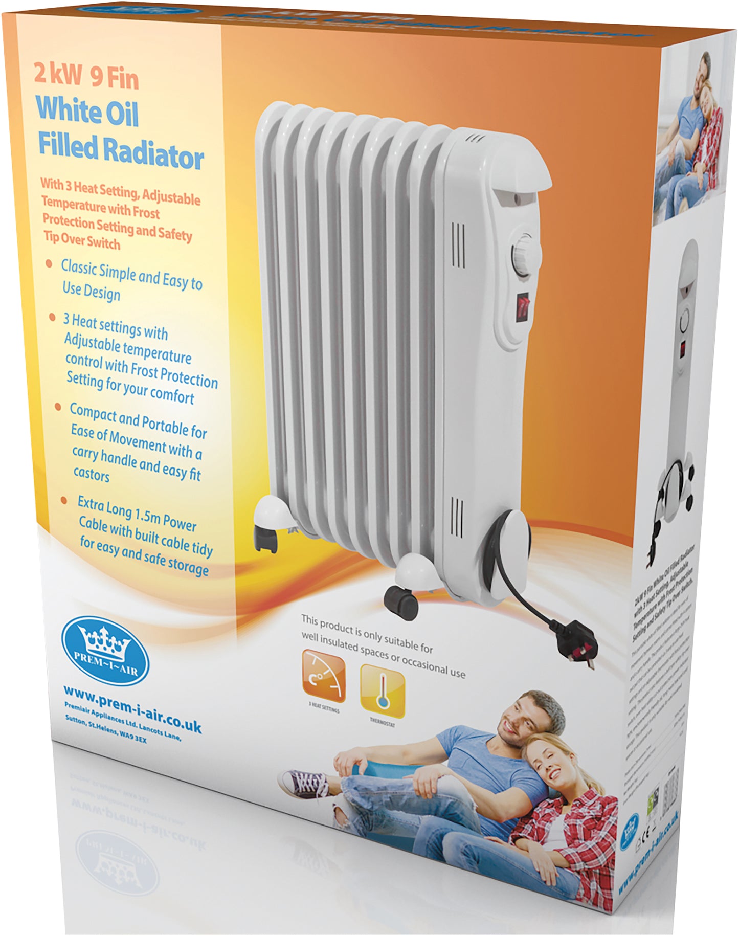 Prem-I-Air 9 Fin 2kW Oil Filled Radiator