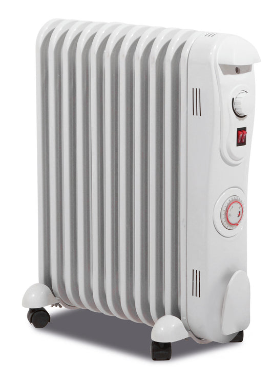 Prem-I-Air 2500W (2.5kW) Oil-Filled Radiator – 11-Fin Electric Heater with Adjustable Thermostat, 3 Heat Settings & 24hr Timer