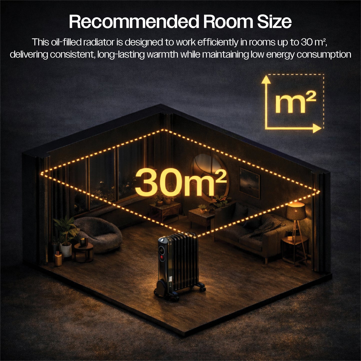 Prem‑I‑Air 2.5kW 11‑Fin Oil‑Filled Radiator with 24‑Hour Timer, Adjustable Thermostat & Overheat Safety Protection – Portable Electric Heater (Black)