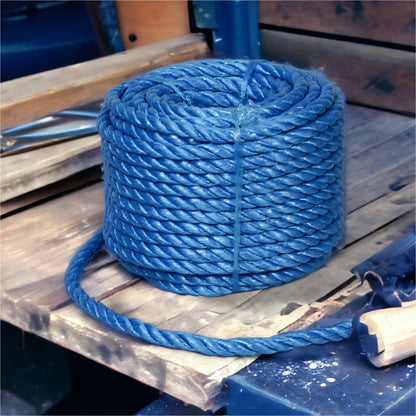 3 Strand 10mm Nylon Rope Blue 30m