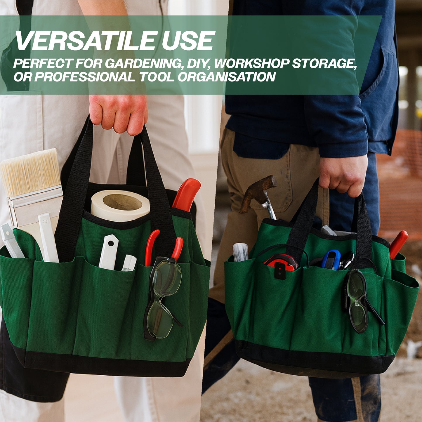 St Helens Home and Garden Multi-Purpose Deep Tool Storage Organiser Bag With Carry Handles and Side Pockets