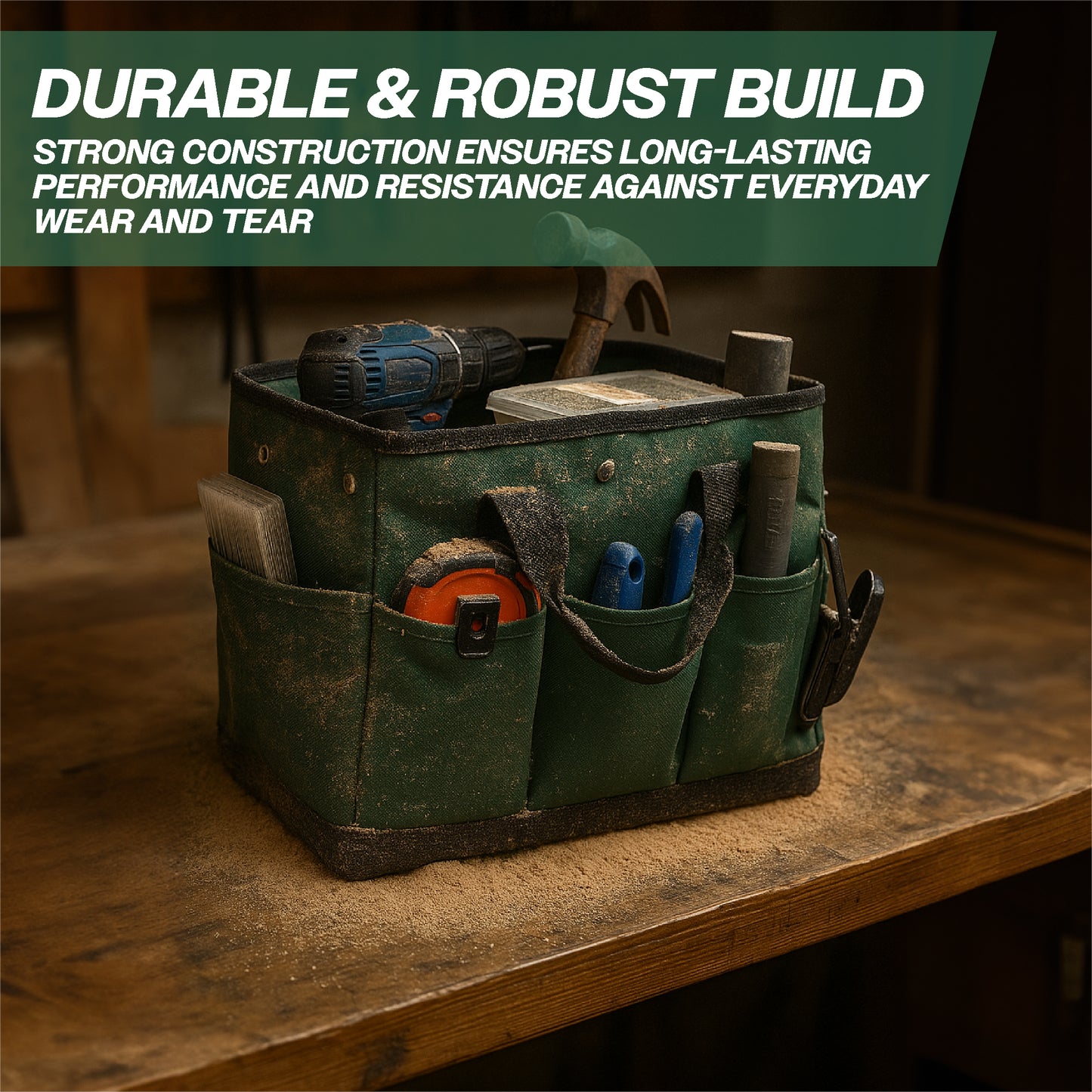 St Helens Home and Garden Multi-Purpose Deep Tool Storage Organiser Bag With Carry Handles and Side Pockets