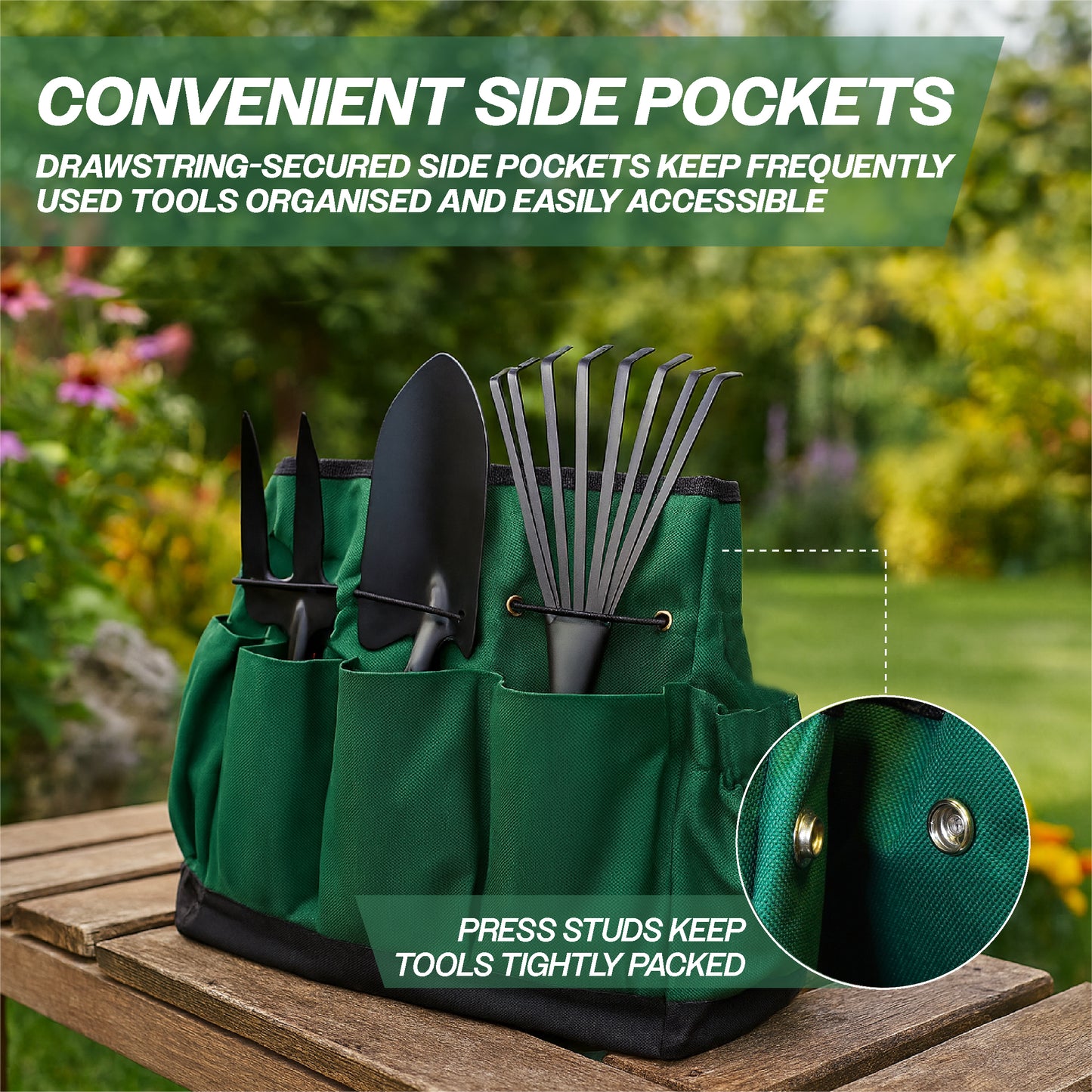 St Helens Home and Garden Multi-Purpose Deep Tool Storage Organiser Bag With Carry Handles and Side Pockets