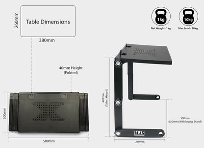 NJS Adjustable Laptop/Tablet Stand with USB fans and Mouse Holder