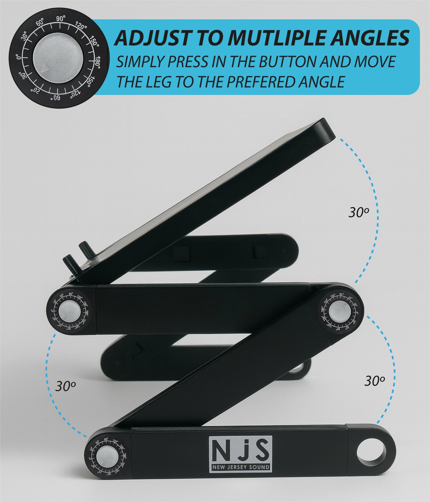 NJS Adjustable Laptop/Tablet Stand with USB fans and Mouse Holder