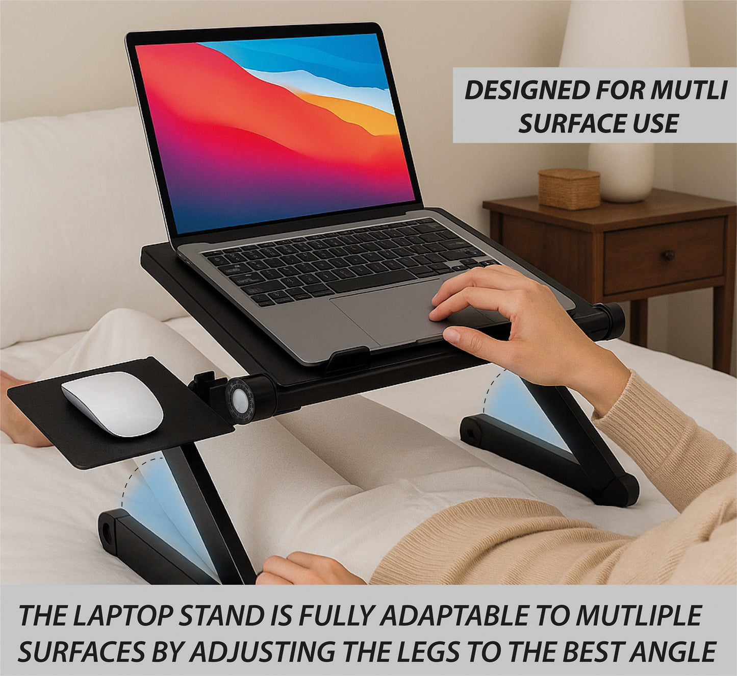 NJS Adjustable Laptop/Tablet Stand with USB fans and Mouse Holder