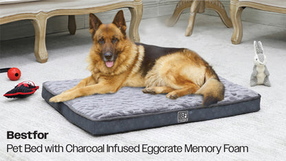 Pet Bed with Egg Crate Bamboo, Medium - Charcoal