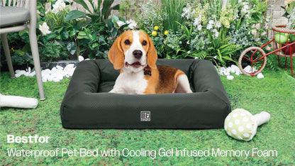 Waterproof Pet Bed with Cooling Gel Memory Foam, Medium - Charcoal
