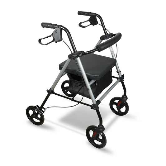 Lightweight & Durable 4-Wheel Rollator Walker (Silver)
