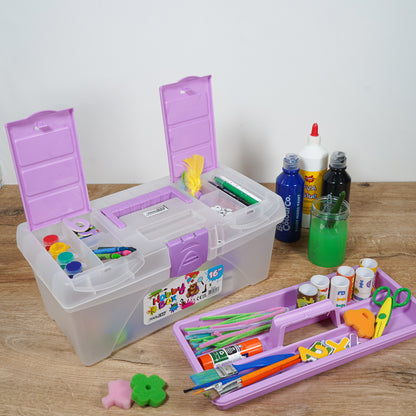 Hobby Tool Box Multi-Compartment Craft & Tool Storage Organiser with Carry Handle