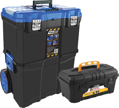 Tool Lab Mobile (Double-Decker) Tool Box With 12 Inch Plastic Toolbox Set