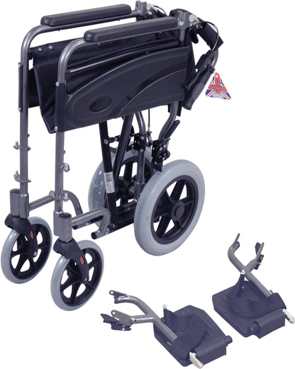 Aidapt Lightweight Folding Aluminium Transit Travel Wheelchair