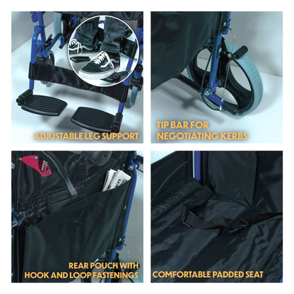 Compact Transport Aluminium Wheelchair (Blue)